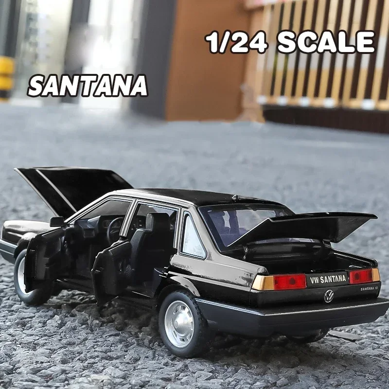 

Модель автомобиля в масштабе 1:24 Volkswagen Santana из сплава, Классическая модель со звуком и фотографией, подарок для коллекции бойфренда, хобби, подарок для детей