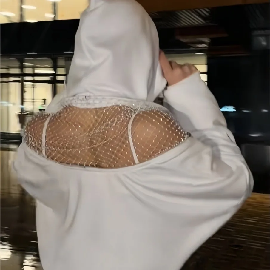 

2025 New Fashion Zipper Hooded Lace Sweatshirt Women Autumn Casual Loose Solid Color Hollow Pocket Long-sleeved Hoodie For Women