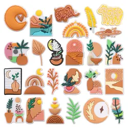 25Pcs Bohemian Style Elephant Flower Leaf Moon Rainbow Bear Woman Cactus PVC Shoe Charms For Clogs Pins Hole Slipper Decoration