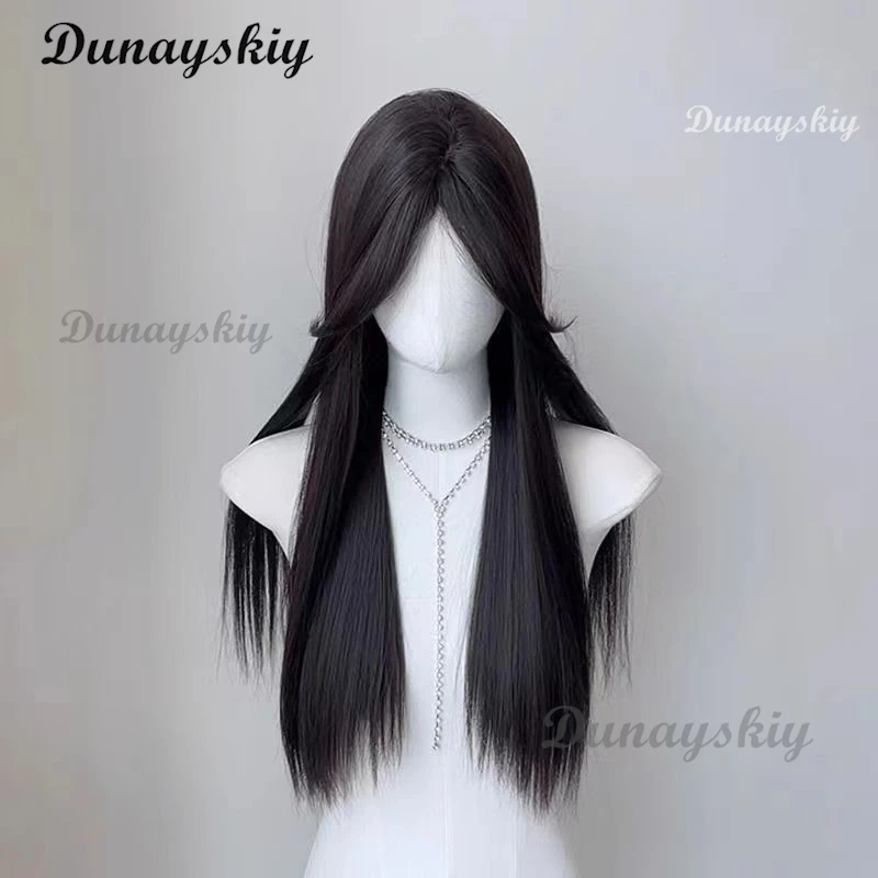 

Camllia Black Wig Princess Cosplay Long Straight Black Hair Lolita Wig Women 60CM Headband Wig High Temperature Resistant Hair