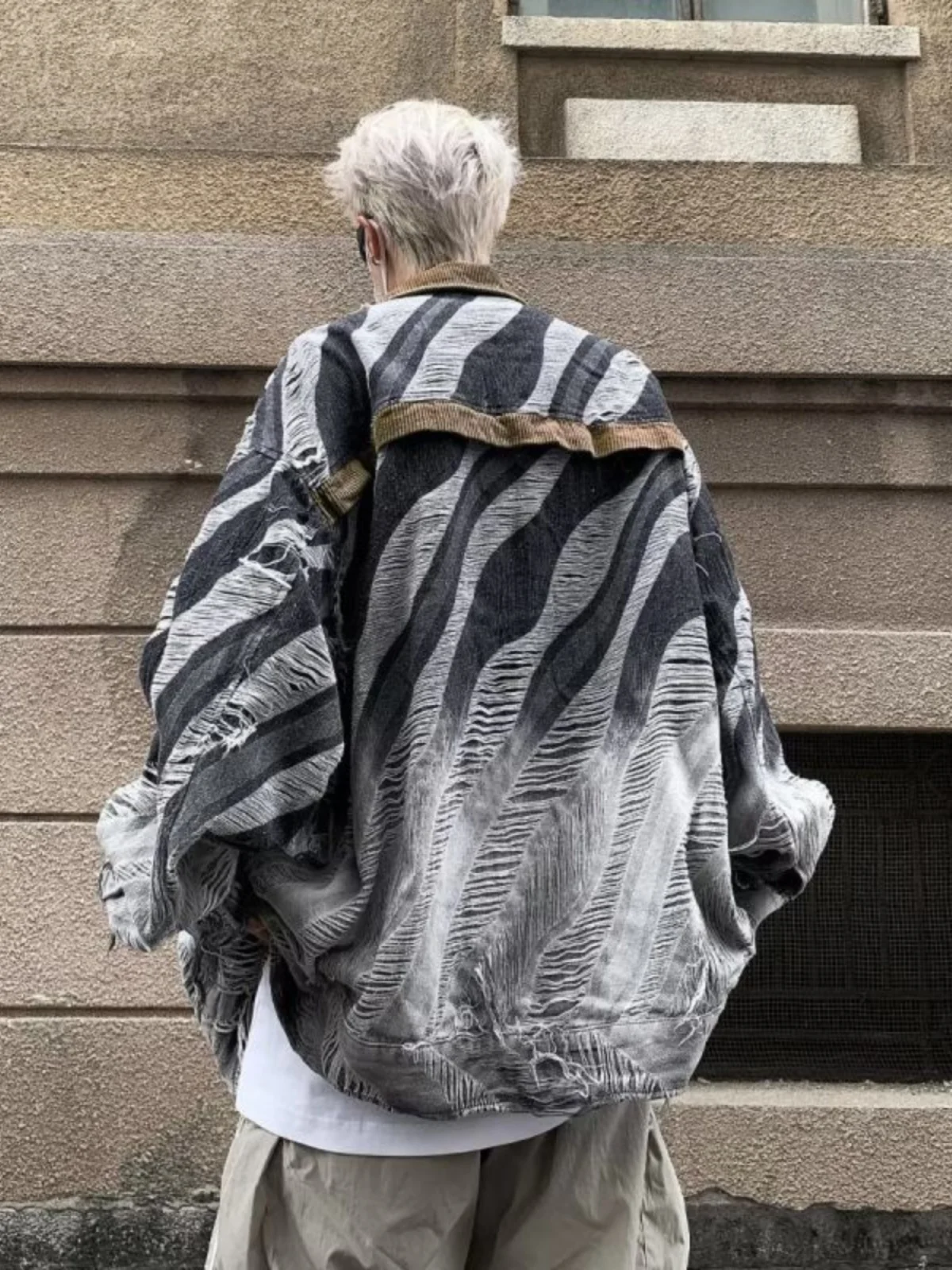 

Waed Denim Jaet Men's Spring Autumn Loose Casual Sle Tie Dye Retro Brand High End Feeling Haome Jaet Coat