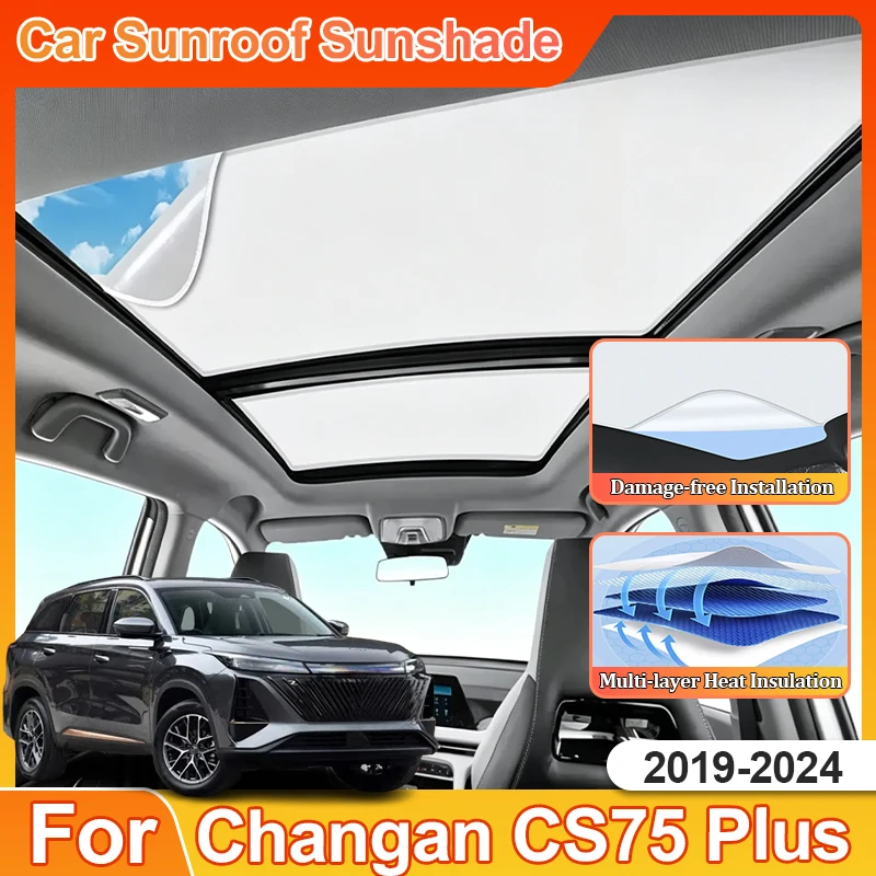 

Car Sunshades For Changan CS75 Plus 2019~2024 2020 2021 Sun Protection Sky Sunshade Accessorie Interior Electrostatic Adsorption