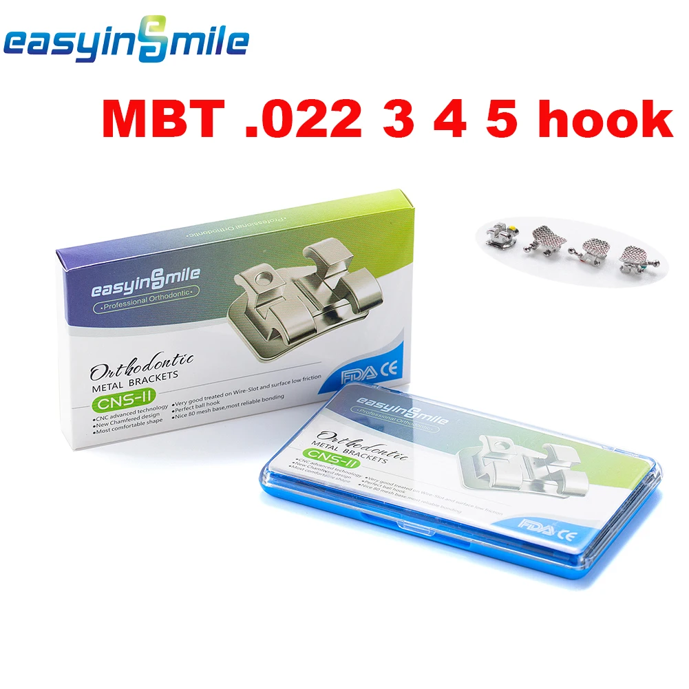 5packs Easyinsmile Dental Material for Metal Orhto Bracket Metal Mini Braces Roth / MBT 345 022 High Quality