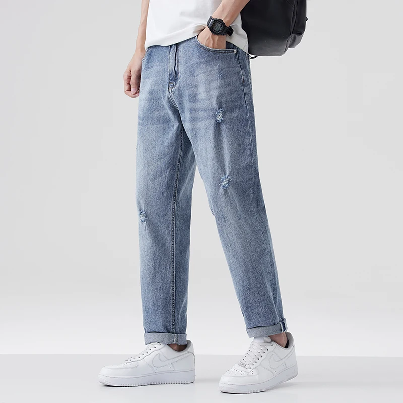 

2025 Men's Fashion Thin Loose Straight leg Jeans Comfortable Thin Wet Casual Pants, Suitable for Daily Wearing