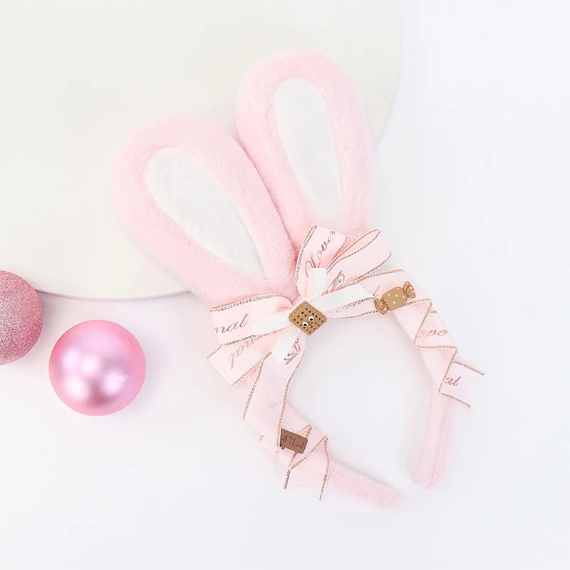 عصابة رأس على شكل آذان أرنب الهالوين - إكسسوارات أزياء لطيفة قابلة للتعديل من القطيفة للحفلات التنكرية والحفلات وعيد الفصح والمناسبات الاحتفالية