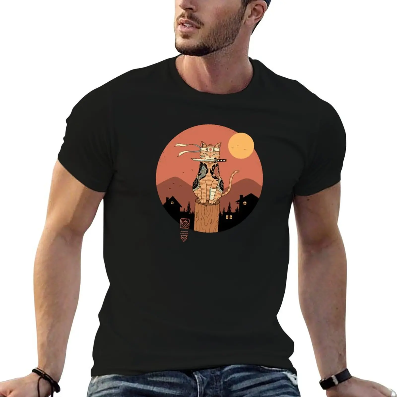 Camiseta Catana Ninja Masculina de Luxo Designer para Homens