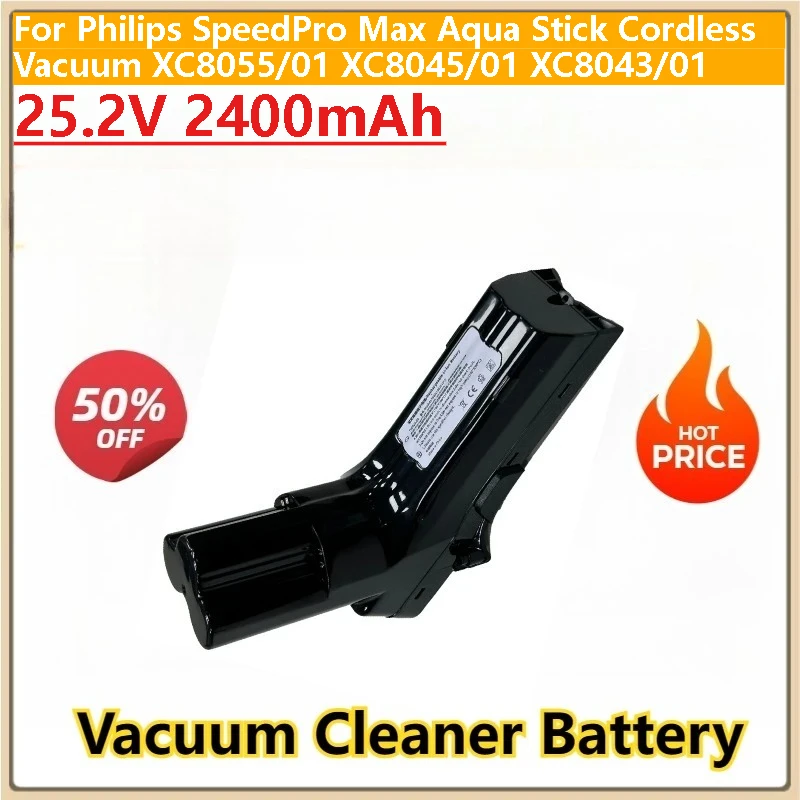 

New 25.2V 2400mAh Replacement Battery for Philips SpeedPro Max Aqua Stick Cordless Vacuum XC8055/01 XC8045/01 XC8043/01 XC834701