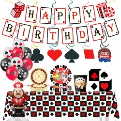 Las Vegas Party Supplies Slot Machine Dinner Plate Bonus Poker Banner Cake Topper Dice Spades Balloon Casino Birthday Decoration