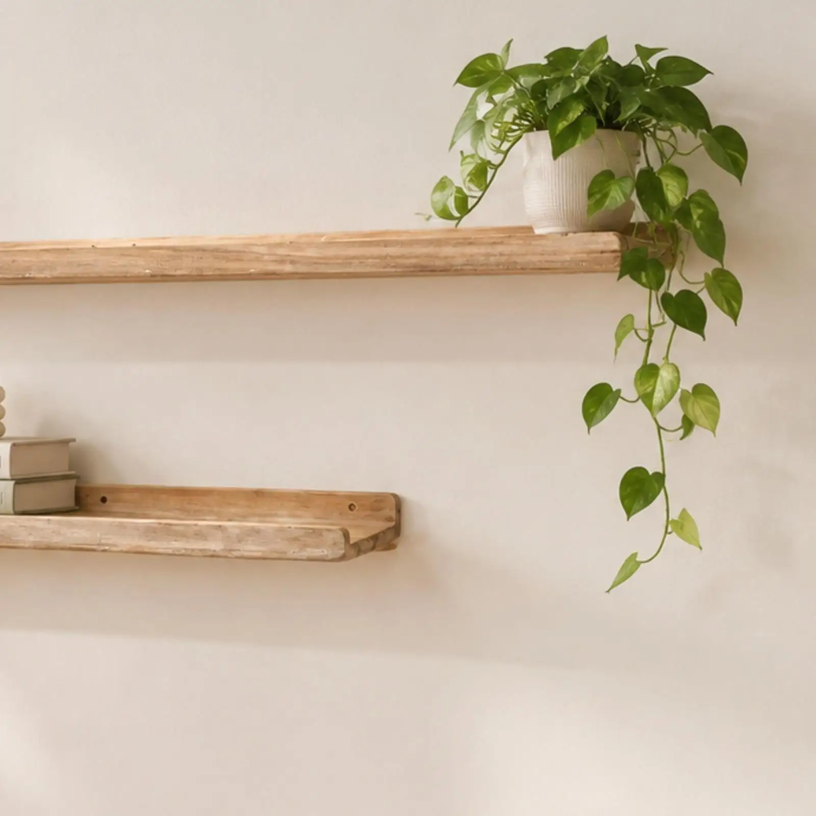 Rectangular Wood Wall Shelf for Kitchen Spice Display and Compact Room Space Saver