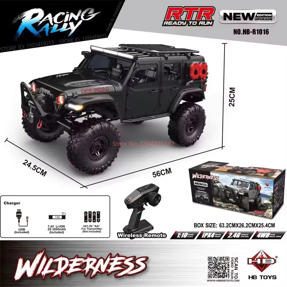 2025 Nuovo aggiornamento HB-R1011 Jeep Rubicon Recon Rc Car 1:10 Modello in scala completa Auto da arrampicata Veicolo fuoristrada ad alta velocità