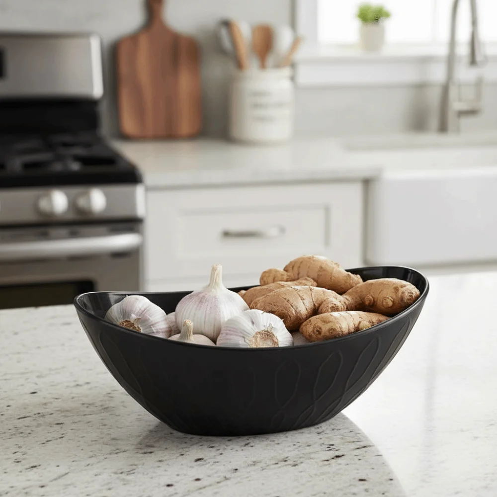 2PCS Plastic Ingot Shape Salad Bowl Thickened Large Capacity Snack Bowl Drop-proof Fruit Serving Bowl Living Room