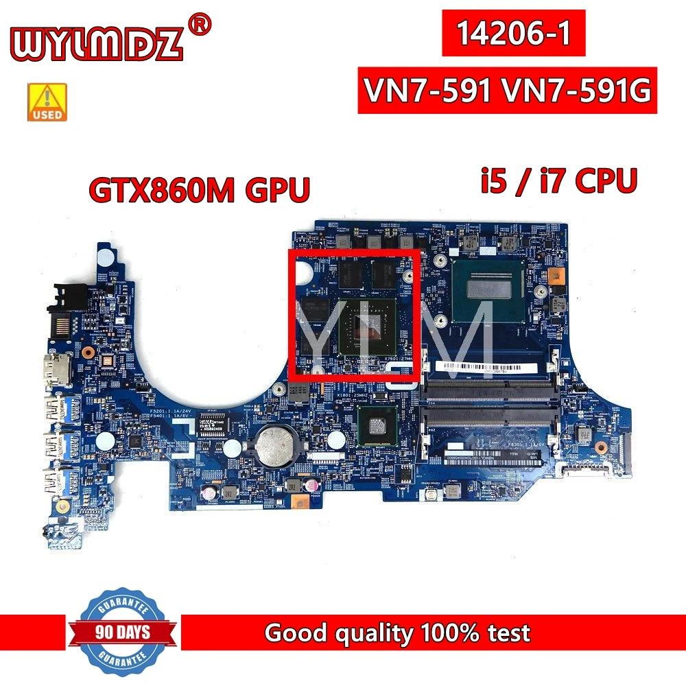 14206-1 448.02W02.0011 i7-4720 CPU GTX860M GPU Mainboard For ACER  Aspire VN7-591 VN7-591G Laptop Motherboard tested OK