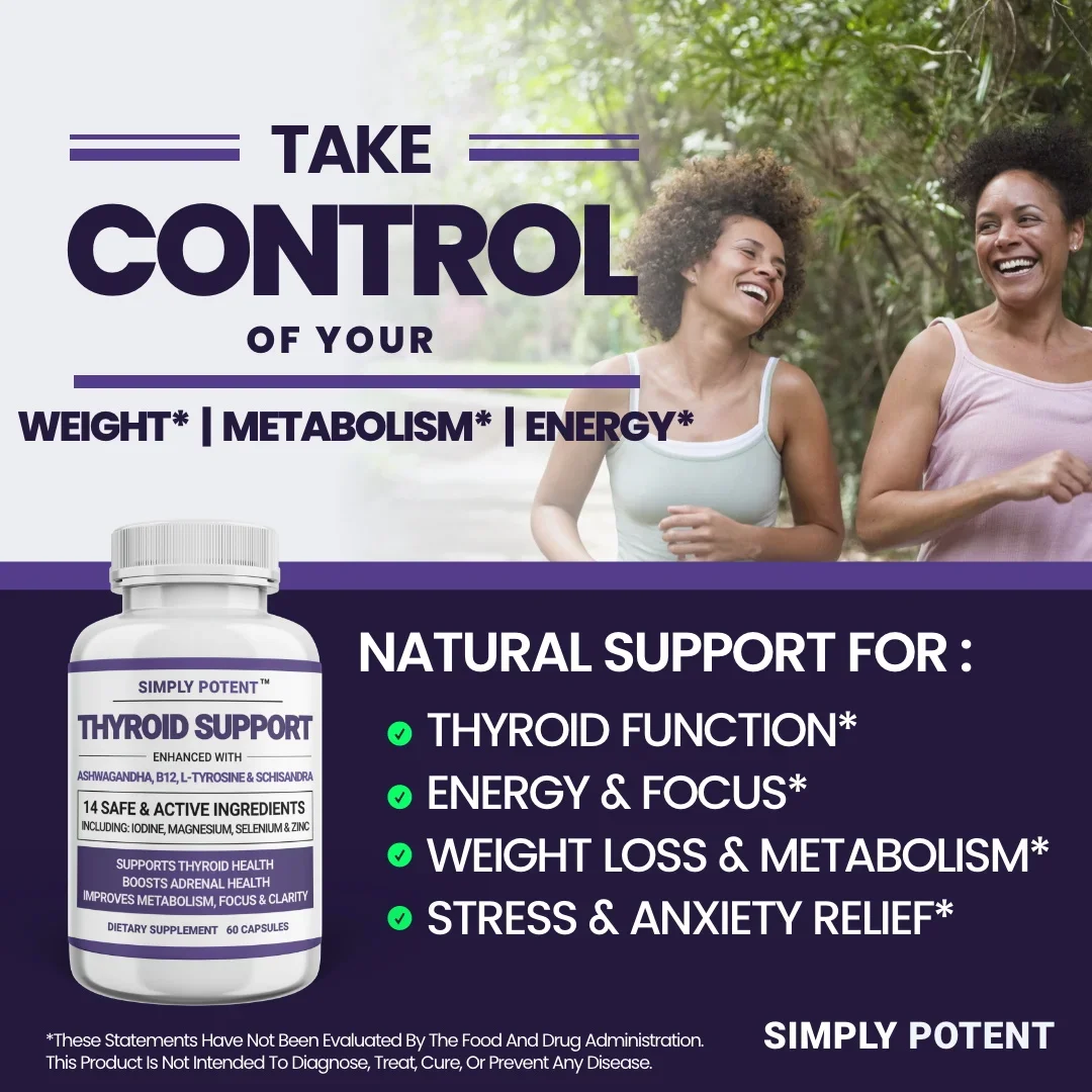 Thyroid Support and Adrenal Support Supplements for Energy, Metabolism, Weight Loss, Cortisol Balance, Stress and Fatigue Relief