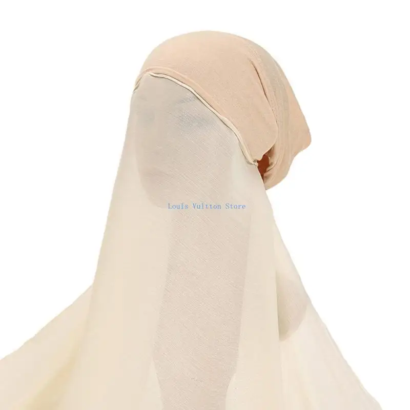 

L5YB Elegant Polyester Head Scarf Muslims Women Scarf Breathable Fashion Headscarf for Special Occasion