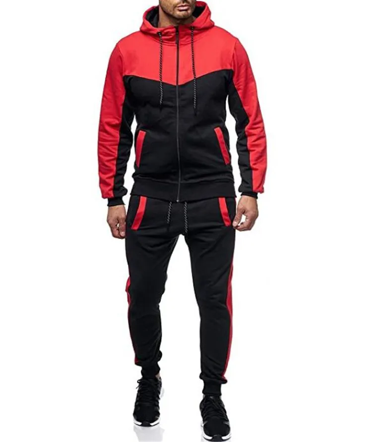 2024 New Cross border Autumn/Winter Men\'s Hoodie Color blocked Casual Fashion Sports Set