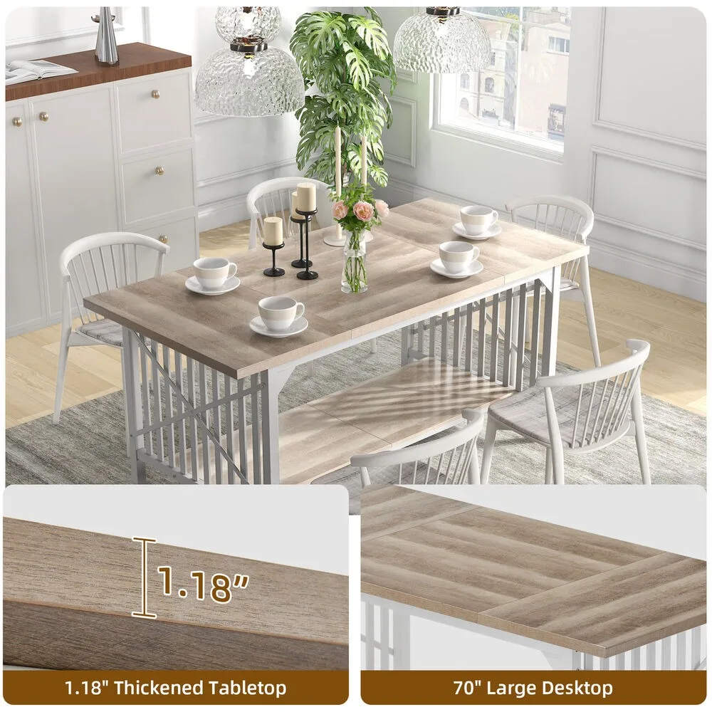 70.8'' Kitchen Dining Room Table for 4-8 People Farmhouse Dinette Table