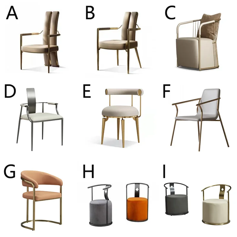 

Легкий роскошный чайный стул, главная вилла, элитный обеденный стул, чайный столик, чайный столик, главный офисный стул для учебы из нержавеющей стали