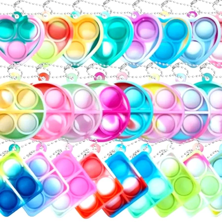 

Pop Fidget Keychain 30 Pack, Mini Fidget Toys Bulk, Sensory Toys for,Party Favors for 4-8, 8-12 Year, Back to School Gifts for