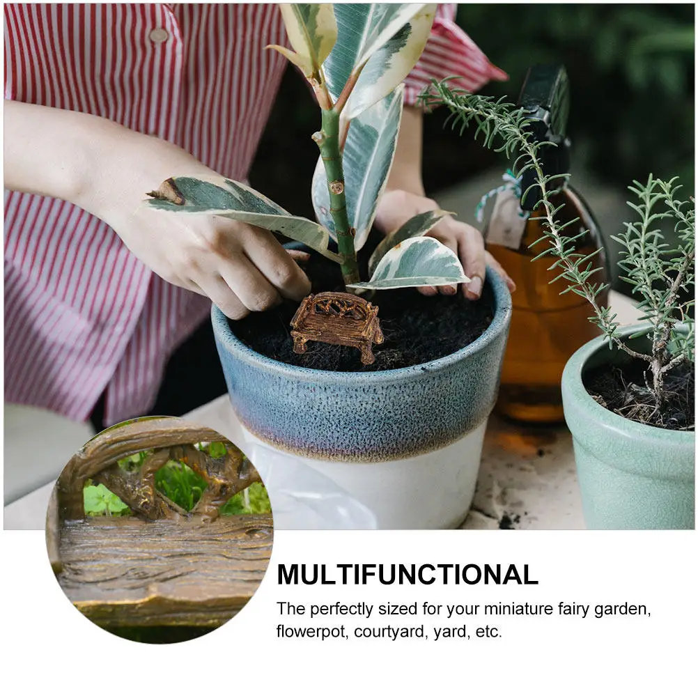 

3Pcs Mini Chairs Resin -Color Hand-Painted Garden Decor Mini Bench for Bonsai Micro Landscape Miniature Garden