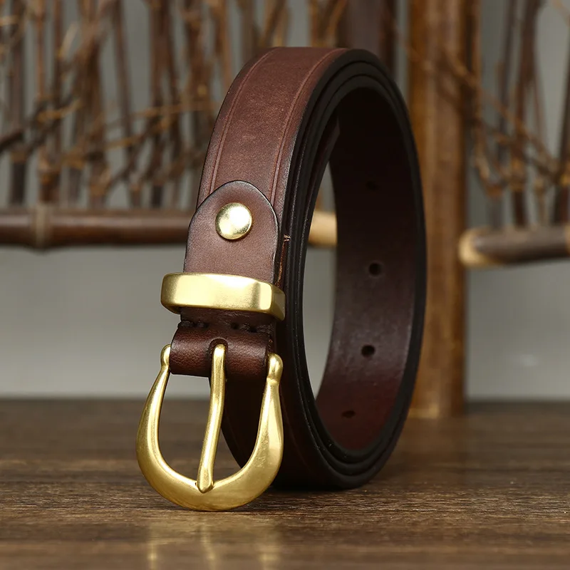 New Genuine Leather Women's Fashion Belts Trendy and Versatile Personality Retro Top Layer Pure Cow Leather with Jeans