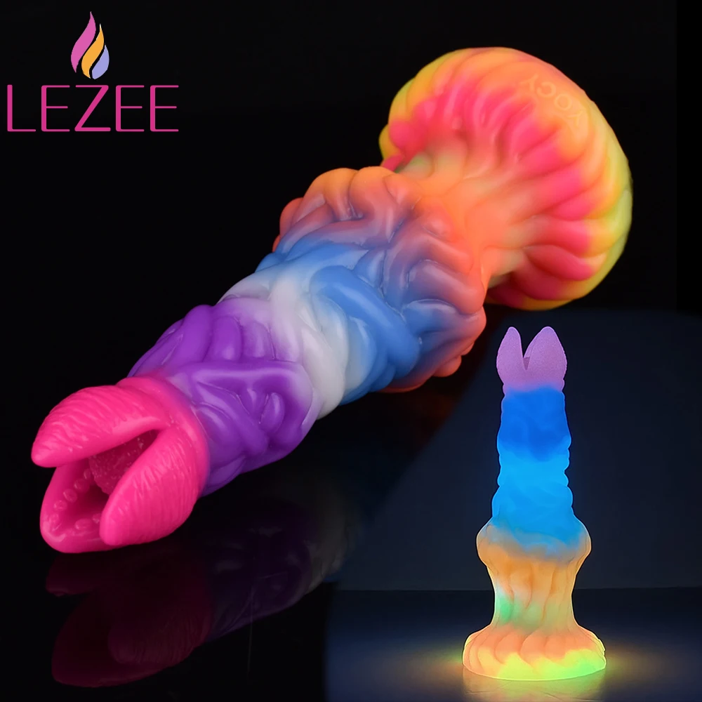 

LEZEE Glowing Alien Dildo Male Female Anal Masturbation Vaginal Massager Dragon Knot Dildos Penis Sexual Flirting Sex Toys Adult