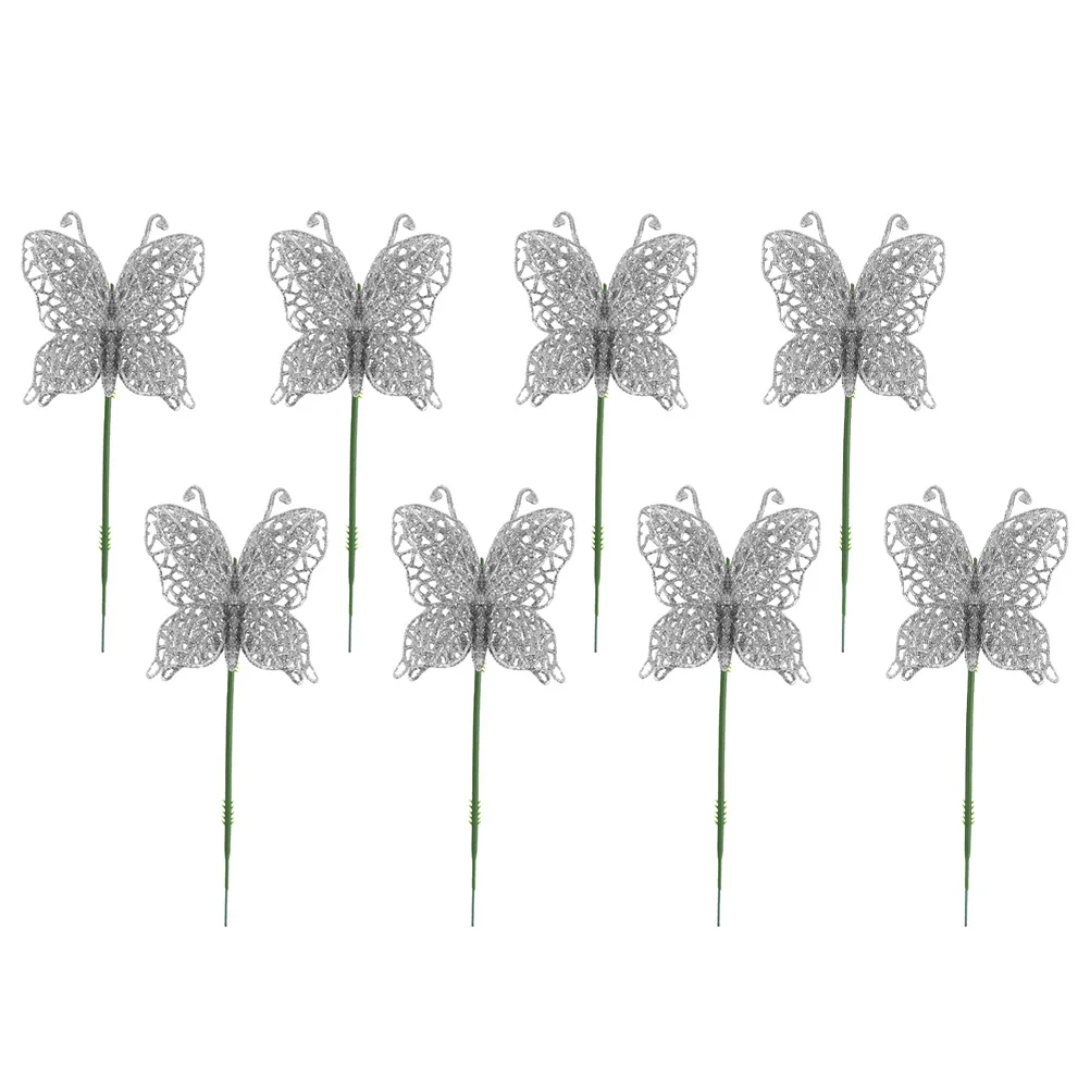 

8 Sets Christmas Butterfly Decoration Xmas Tree Decors Home Fake Butterflies Delicate Decorations Adorable Wall Hanging