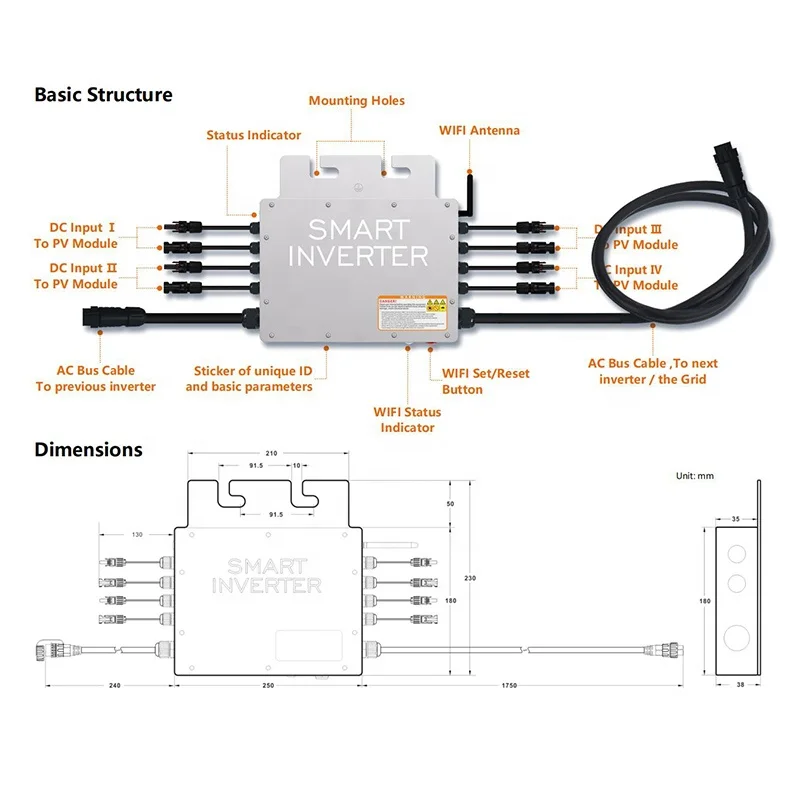 300W 500W 1000W 1200W Micro Inverter Single Three Phase 120V 230V On Grid PV Smart Micro Inverter with Wifi