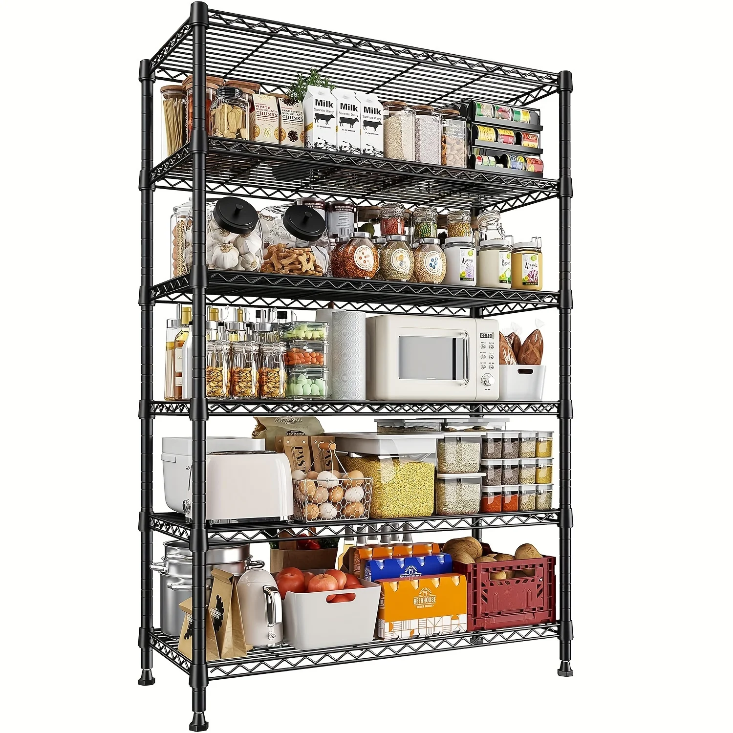 6-Tier Industrial-Strength Wire Shelving Unit - Adjustable Storage Shelves for Heavy-Duty - 71