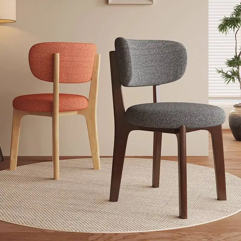 

*Modern Minimalist Chair Fabric Dining Chair Solid Wood Nordic Home Dining Commercial Dining Café Chair
