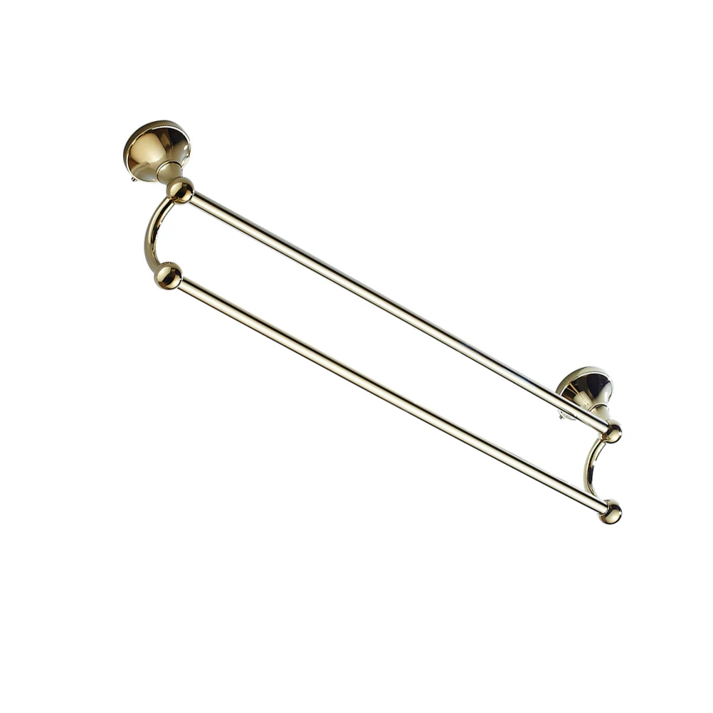 

1pc Double Towel High-quality Brass Wall-mounted Storage Rack Bathroom Supply Suitable Various Surfaces Smooth Bathroom