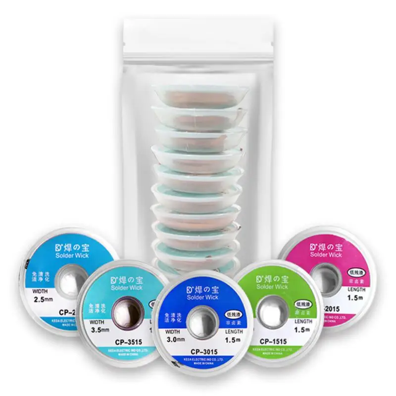 Imagem -06 - Desoldering Braid Solda Removedor Wick Fio Tin Otário Cabo de Chumbo Flux Soldagem Fios Repair Tool 1.5m 2.5m mm