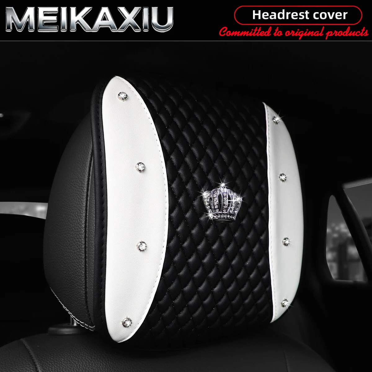 

1/2 шт. разноцветные чехлы на подголовники из искусственной кожи с вышивкой стразами и бриллиантами, блестящий декоративный аксессуар для автомобиля
