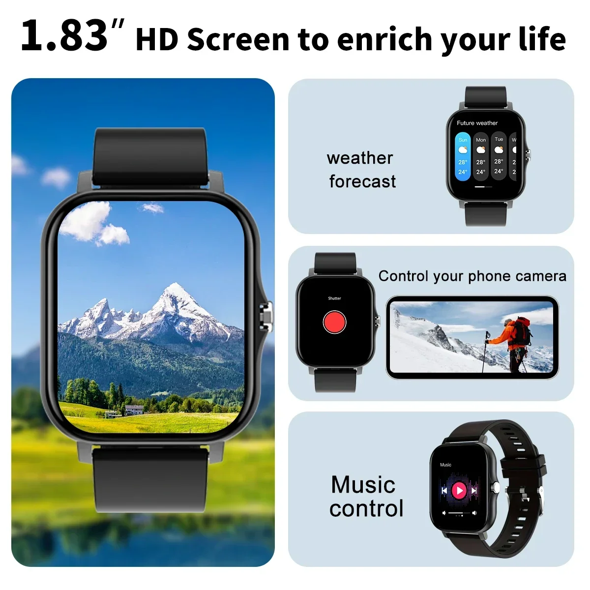 Smartwatch pode atender e fazer chamadas, receber lembretes de mensagens, vários modos esportivos, compatível com Android e iPhone