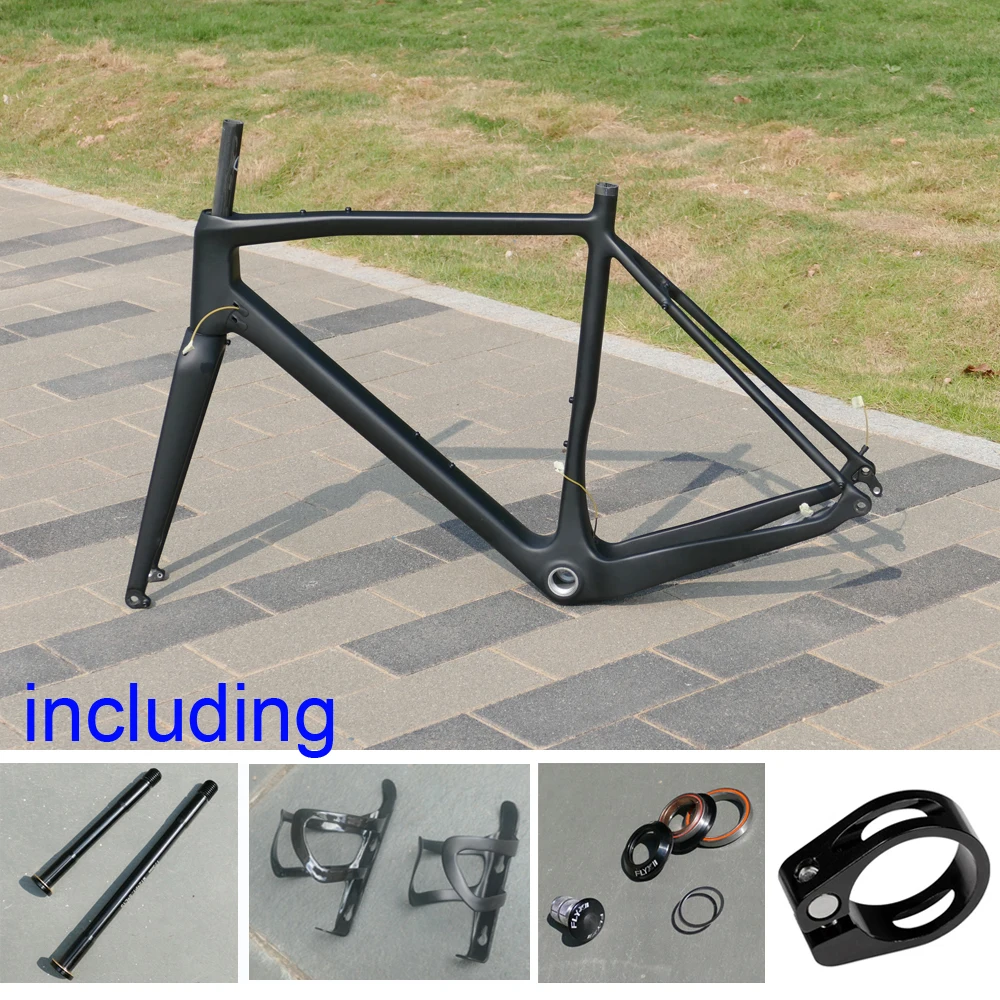 Full Carbon UD Matt Gravel Bike Bicyce Thru Axle Black Gravel Frame Fork BSA Frameset 46/49/52/54/56/58/61cm