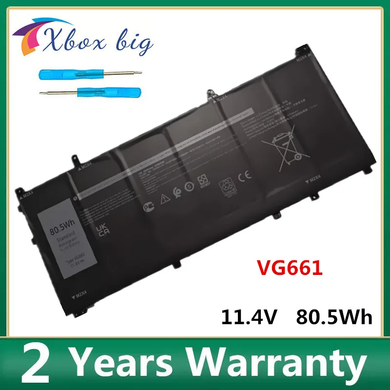 VG661 11.4V  80.5Wh Laptop Battery For DELL Alienware VG661 V4N84 X14 R1 R2