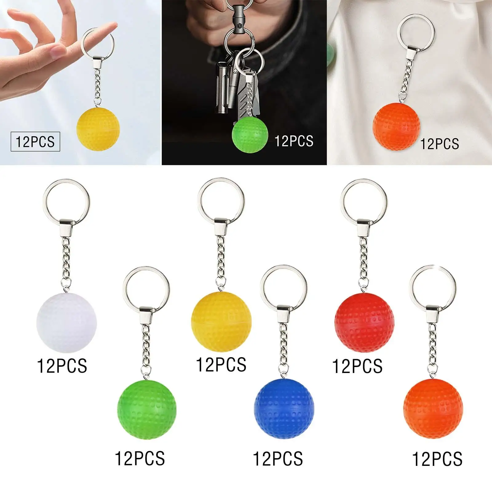 12pcs Metal Pickleball Keychain Hanging Toy Creative Metal Keychain for Wallet