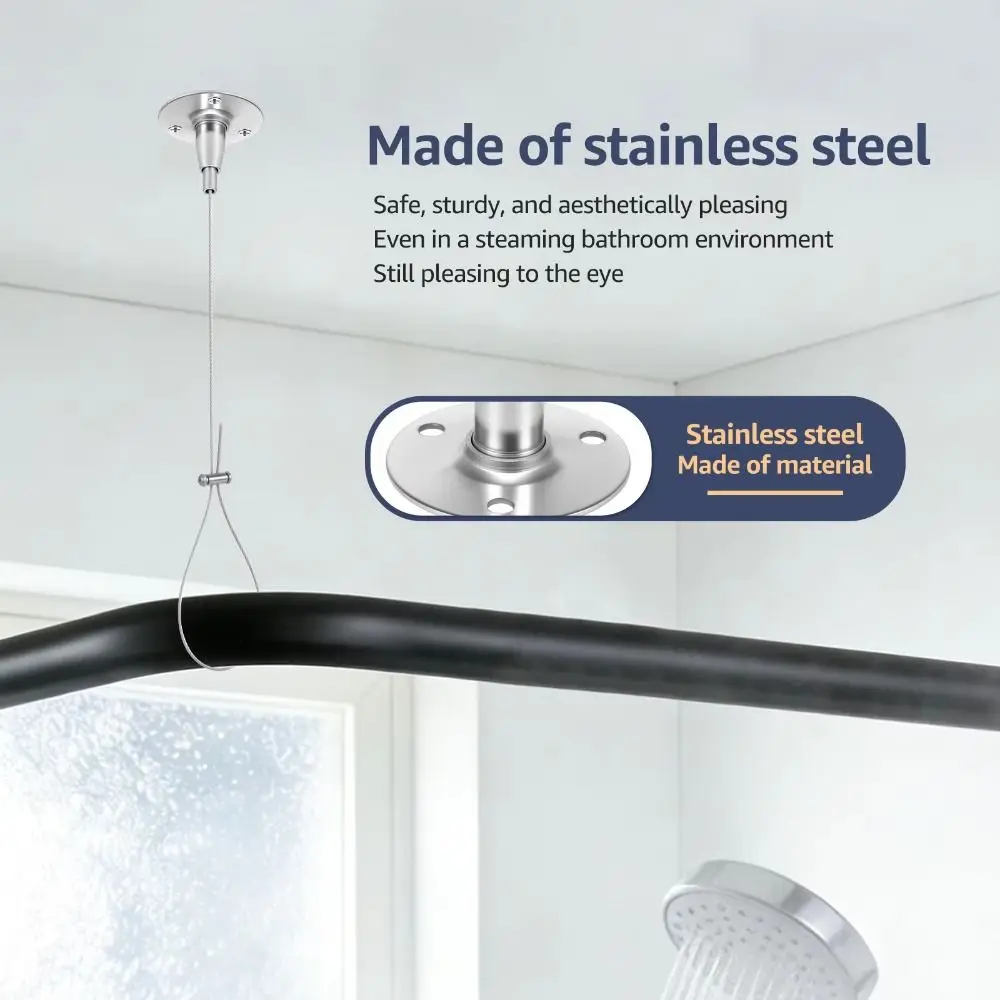 Stainless Steel Steel Wire Rope Adjustable Curved Layouts Curtain Rod Hanging Rope Straight Layouts High Load-bearing Capacity