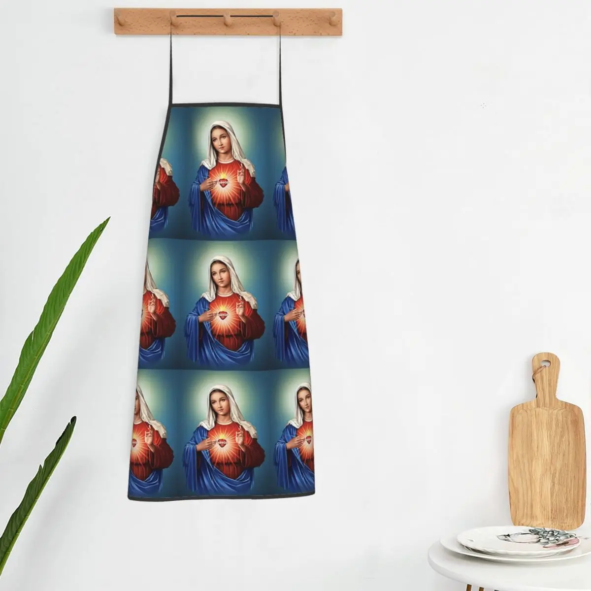 Immaculate Heart Of Mary Virgin Mary Aprons Chef Cooking Baking Tablier Bib Kitchen Cleaning Pinafore for Women Men Gardening