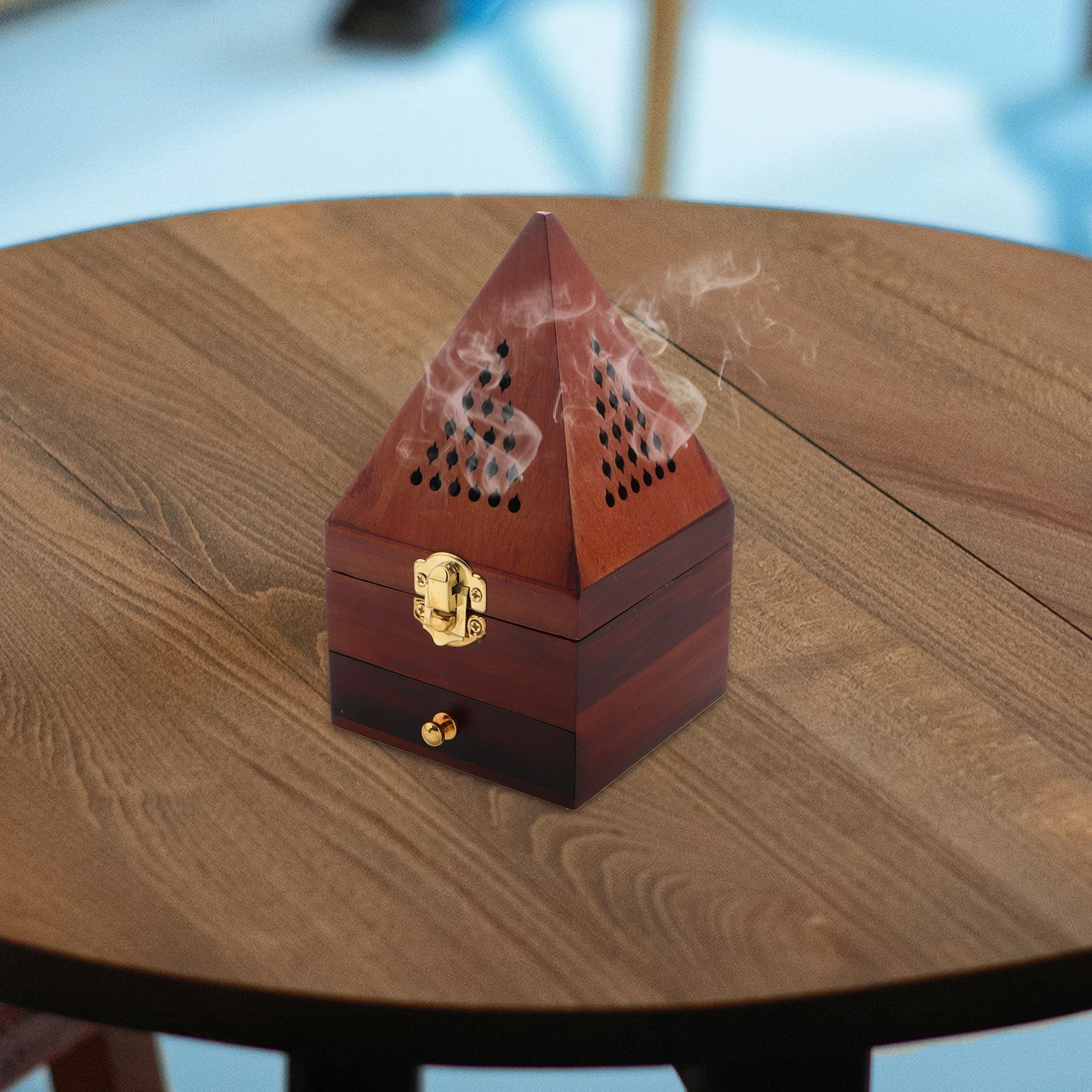 

Hollow Wooden Aromatherapy Box Incense Cone Burner Desktop Coffin Holder Christmas Elegant Natural Material Portable Compact