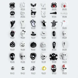 10PCS Simple Black White Halloween Skull Pumpkin Head Spider Ghost Witch Alloy Nail Art Rhinestones Decorations Manicure Charms