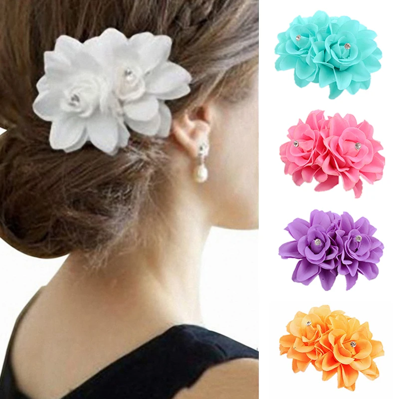 Bohemia Peony Flower Hair Clip Barrettes Artificial Flower Headwear Hairpin Wedding Bridal Bridesmaid Prom Party Hairpin Brooch