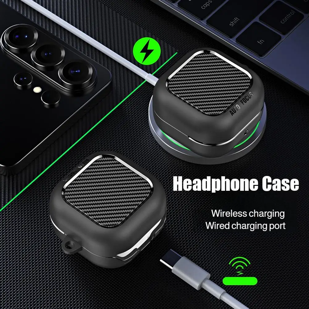 For Samsung Galaxy Buds 4 4 Pro Case Carbon Fiber TPU Protective Cover Shockproof Headphone Case With Keychain Accessories image 3