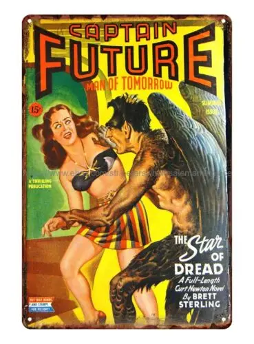 Captain Future science fiction pulp magazine cover 1943 man of tomorrow tin sign