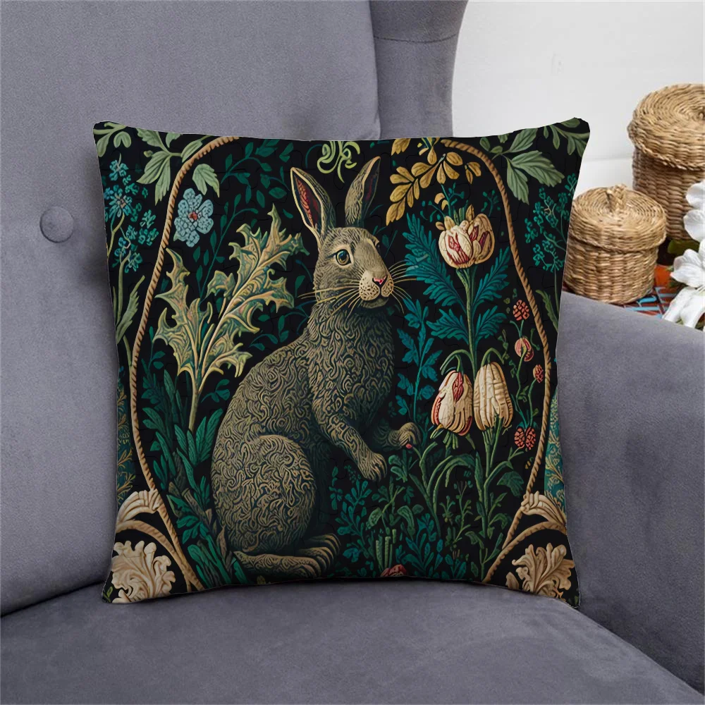 Rabbit Retro Decorative Pillowcases for Sofa Cushions Covers Pillowcase for Living Room Twin Size Bedding Cushion Cover Pillow