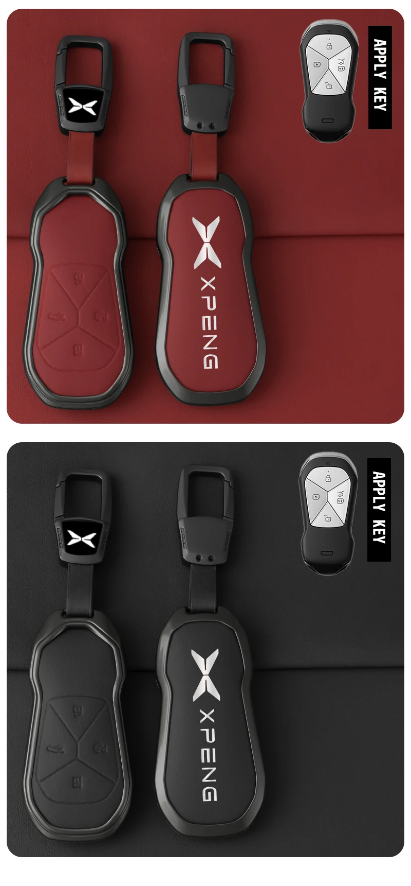 Neue Zink-legierung Leder Auto Fernbedienung Schlüssel Fall Abdeckung Fob Schutz Shell für Xpeng Xiaopeng P5 P7 G9 G3i Auto Innen Zubehör – Detail 9