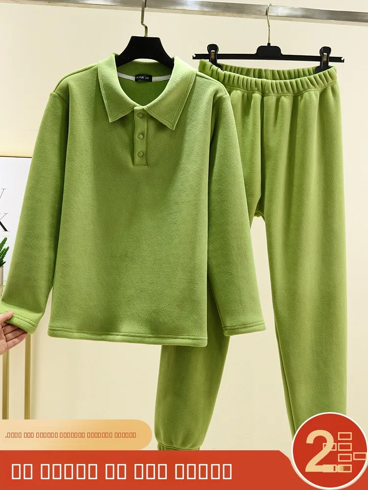 

Теплый комплект одежды Thiened Fce, женская зимняя верхняя одежда, повседневная свободная домашняя одежда, длинные брюки и топы больших размеров