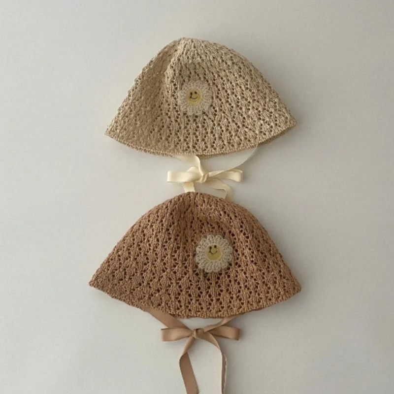 1-7Y Newborn Baby Girls Boys Kids Lace Trap Hats Princess Summer Bucket Straw Sun Hat Cap
