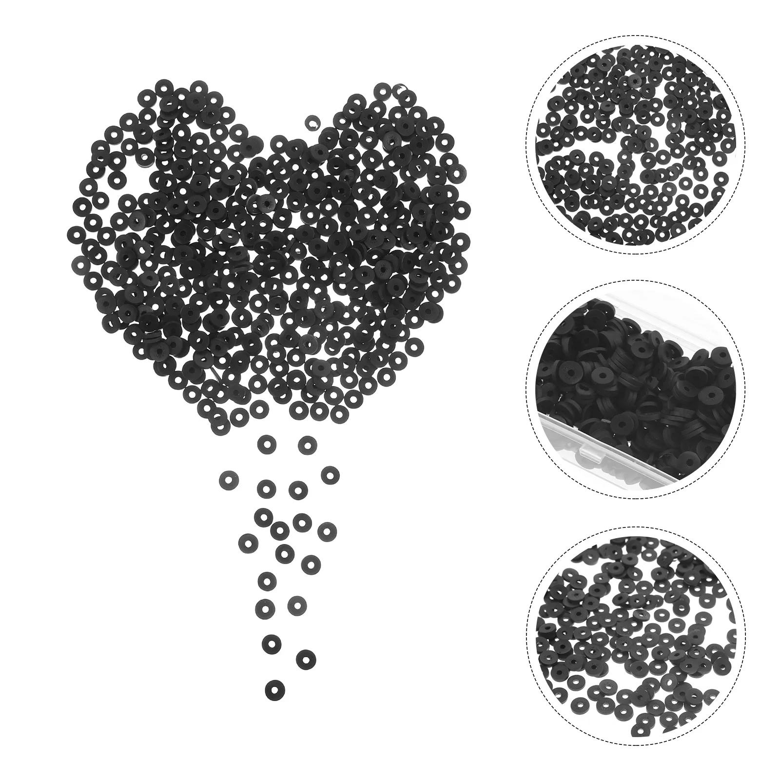 

4 Boxes Soft Ceramic Flat Beads Polymer Clay Accessories For Bracelets Jewelry Making Black Diy Craft Family Gift Kit Refill