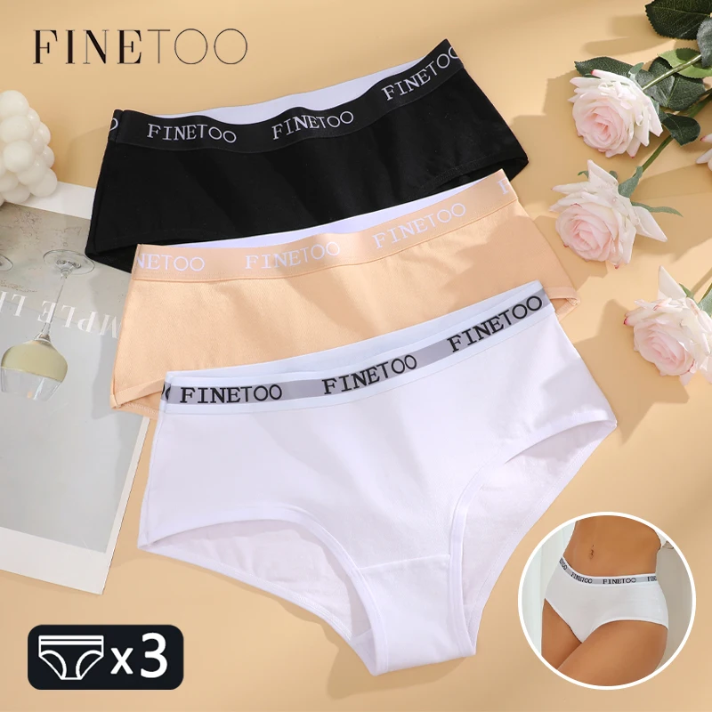 

FINETOO 3Pcs Cotton Seamless Underwear Sexy Letter Belt Panties Low Waist Stretchy Briefs Female Breathable Sports Soft Lingerie