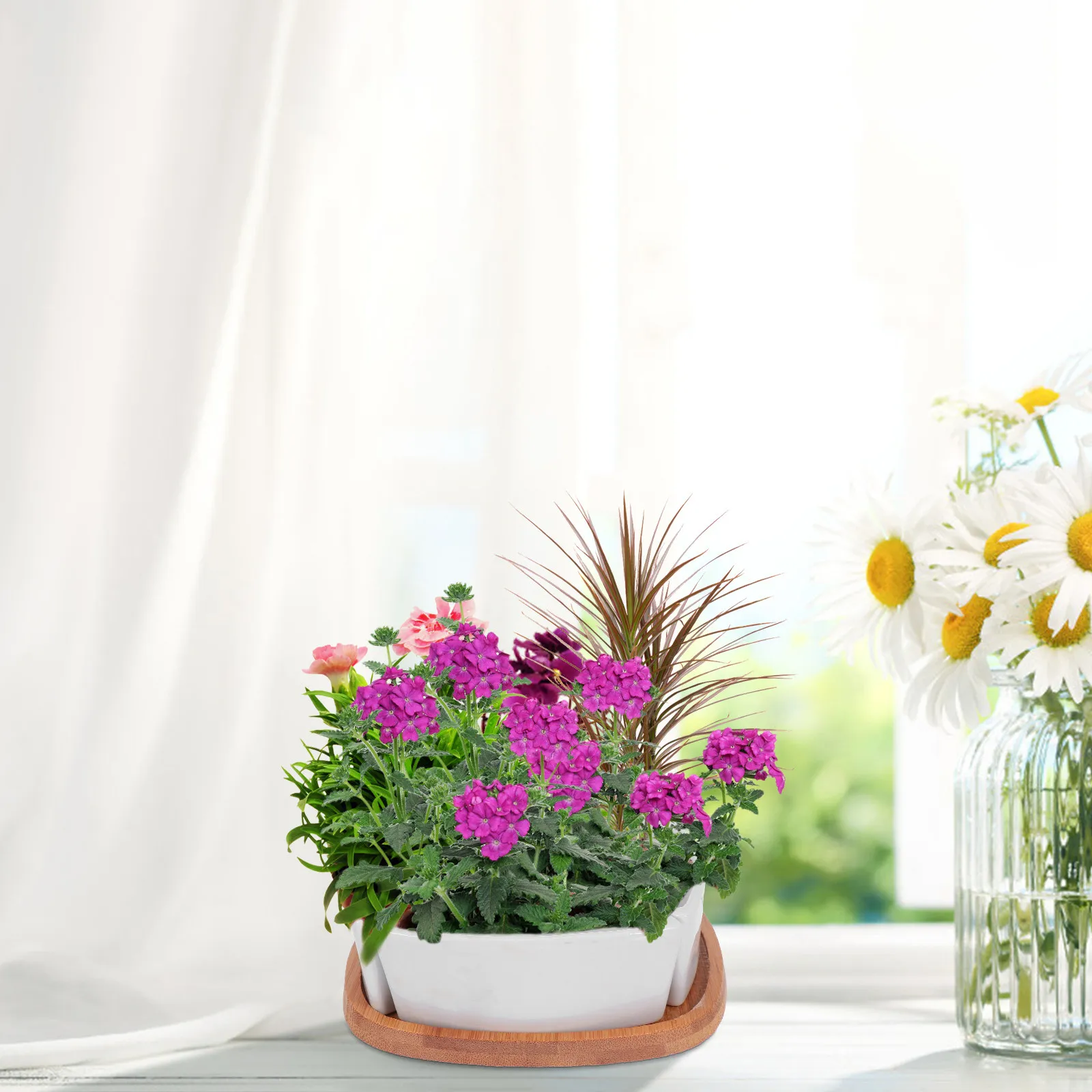 

Набор из 4 керамических мини-кашпо с поддонами: легкие и прочные, для тюльпанов, лилий, роз, суккулентов, алоэ, для офиса